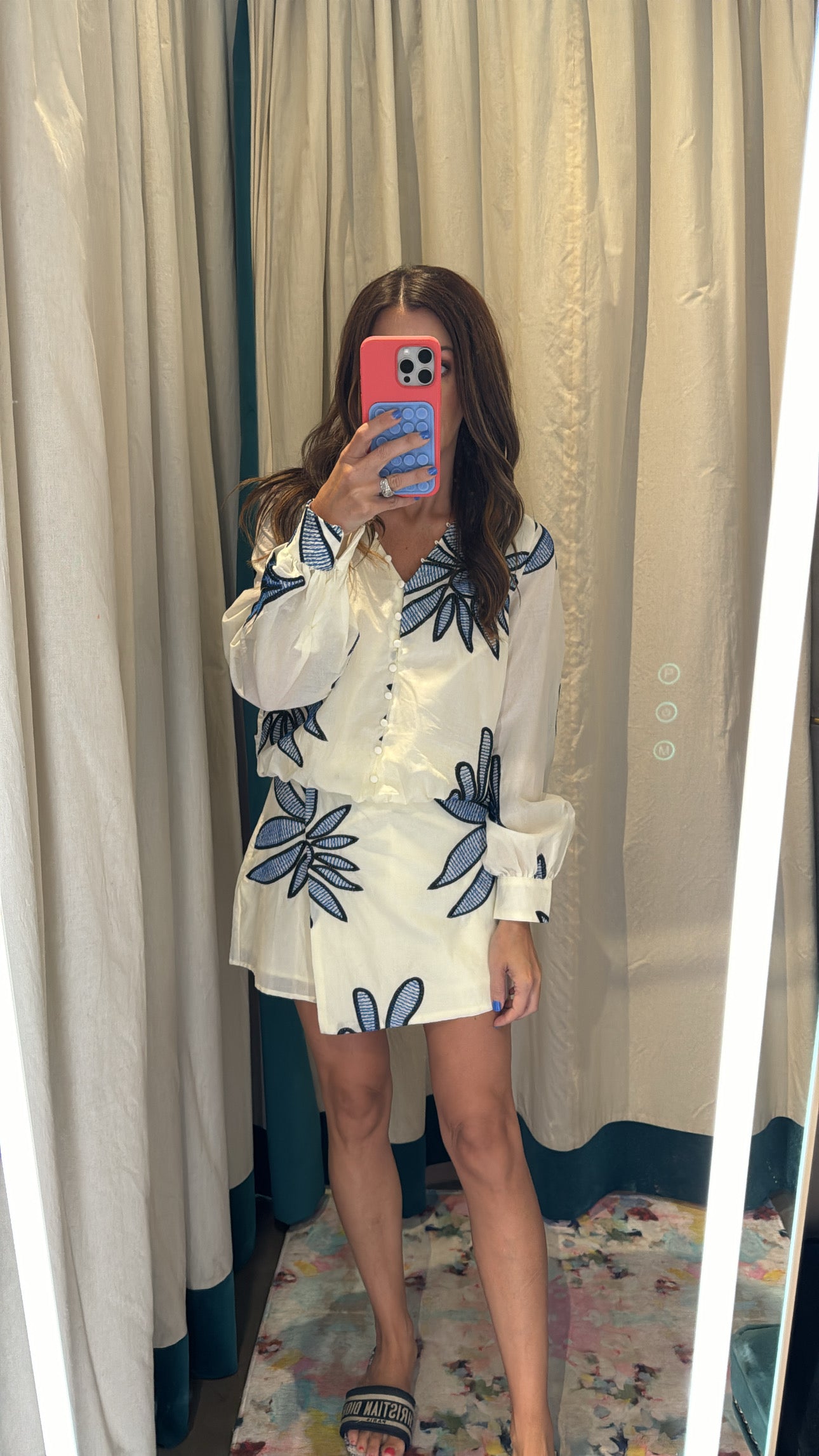 Abstract Embroidered Mini Skort-M