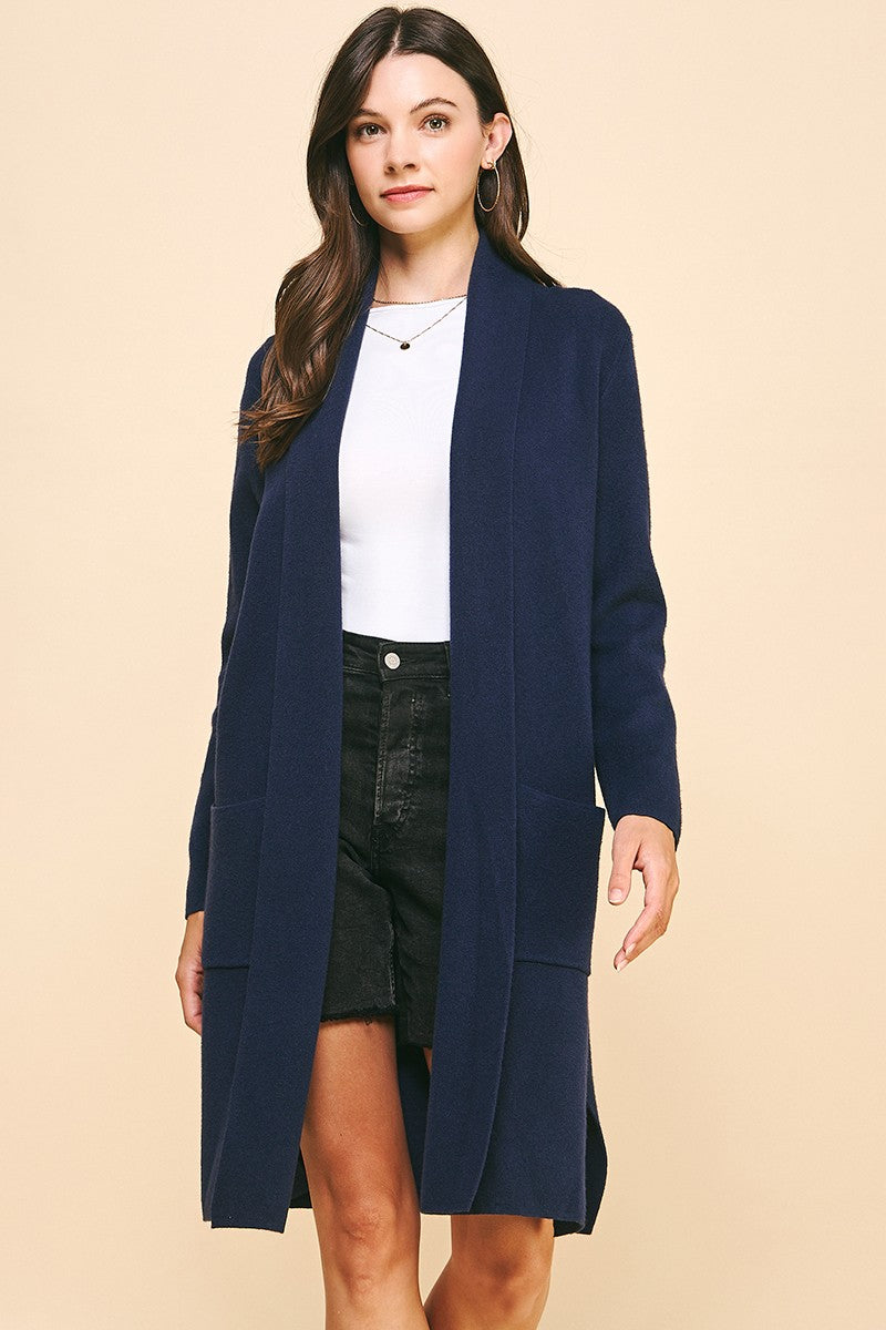 Navy Open Knit Cardigan