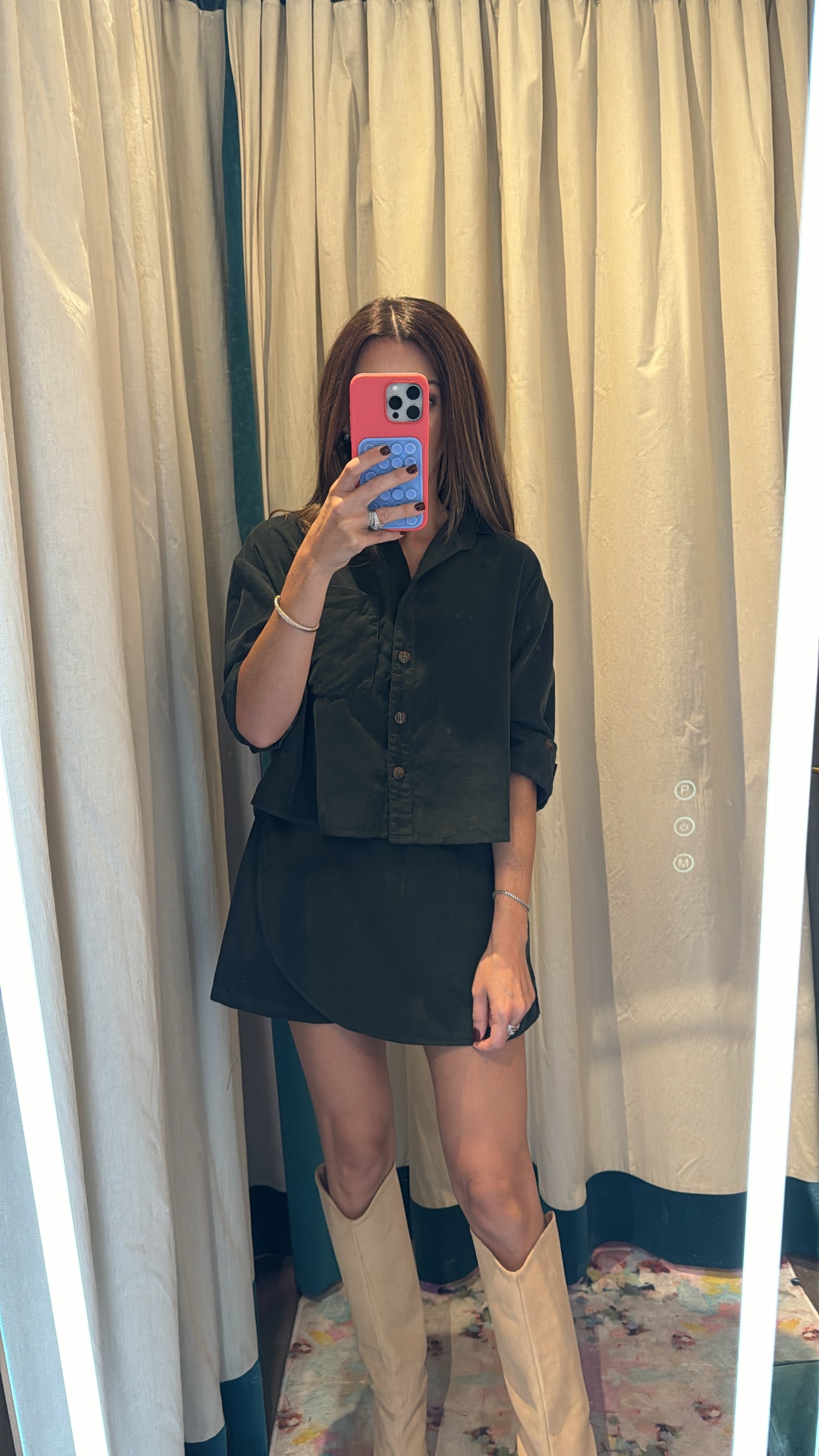 Aura Top in Green Corduroy