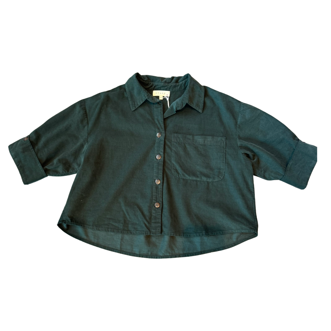 Aura Top in Green Corduroy