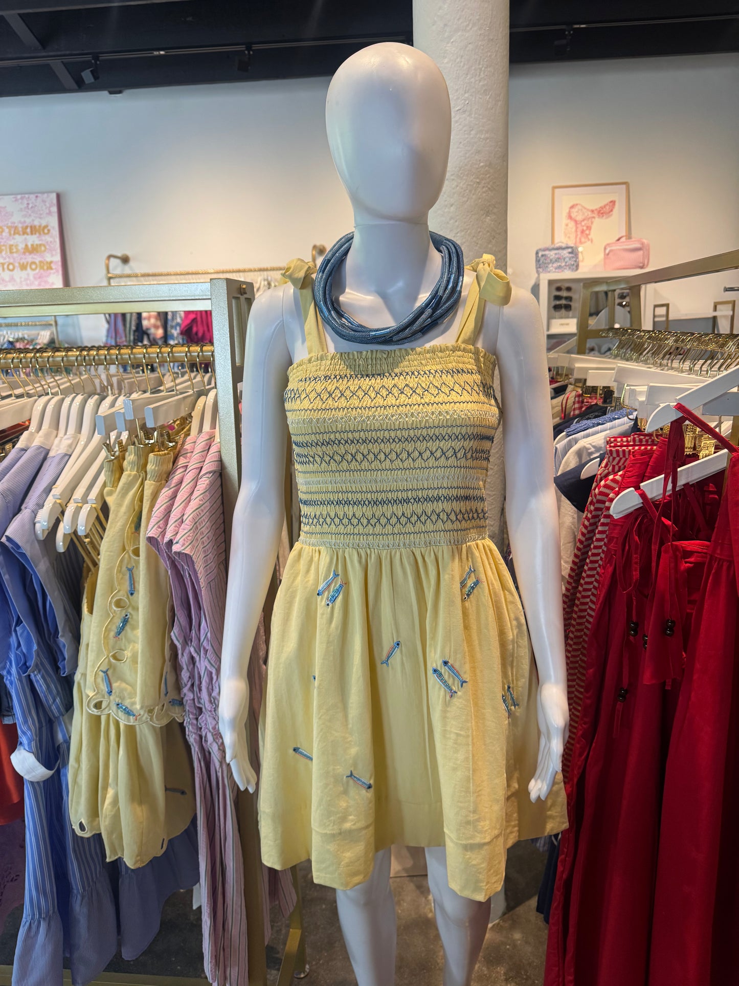 Yellow Smocked Sardine Dress