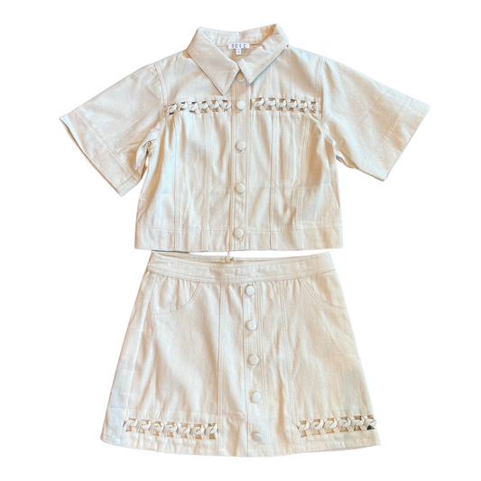 Button Front Mini Skirt-L