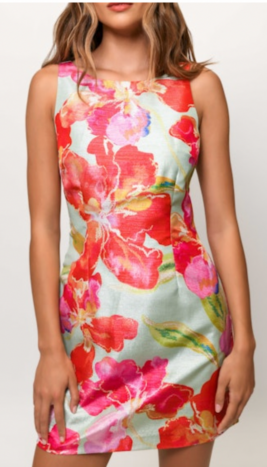 Ren Dress in Mint Watercolor Pastel-M