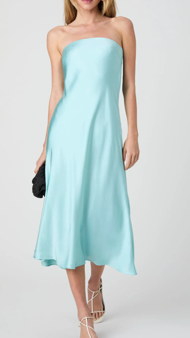 Oona Satin Strapless Midi dress
