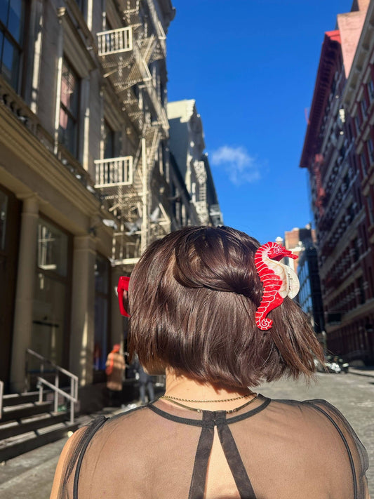 Hand-painted Seahorse Claw Hair Clip