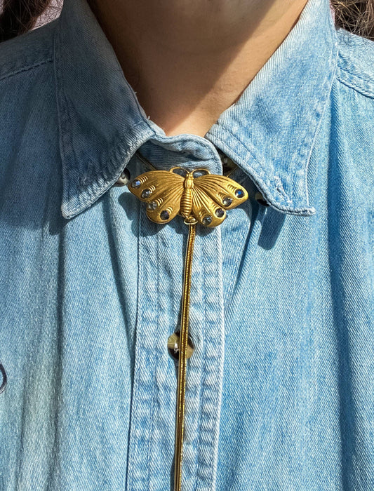 Butterfly Vintage Style Gold Bolo Tie