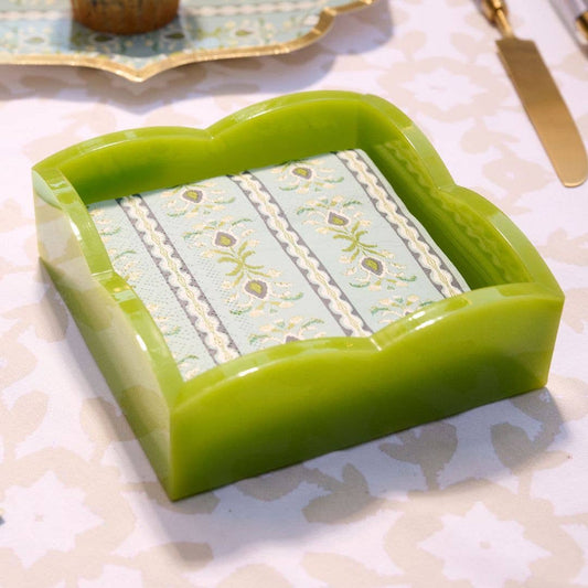 Green Palm Acrylic Scalloped Cocktail Napkin Holders