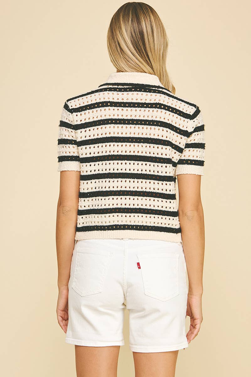 Eyelet Button Down Top