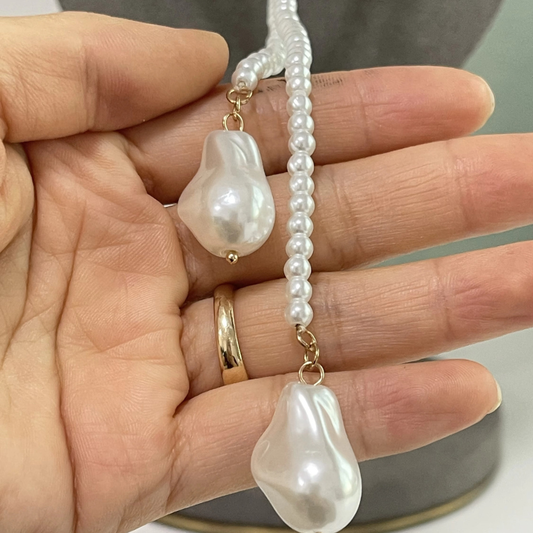 Wrap Pearl Lariat Necklace | Necklace – 48” Glass Pearl Lariat