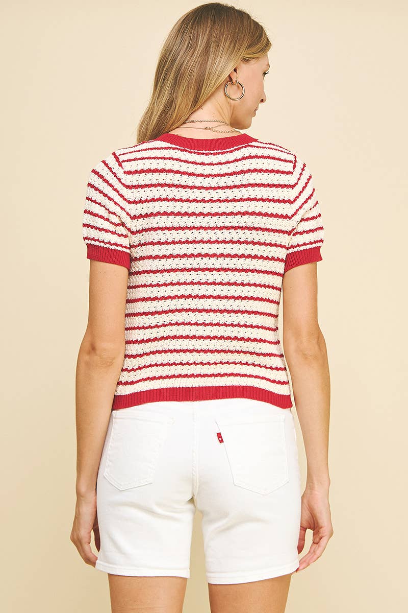 Stripe Button Down Sweater