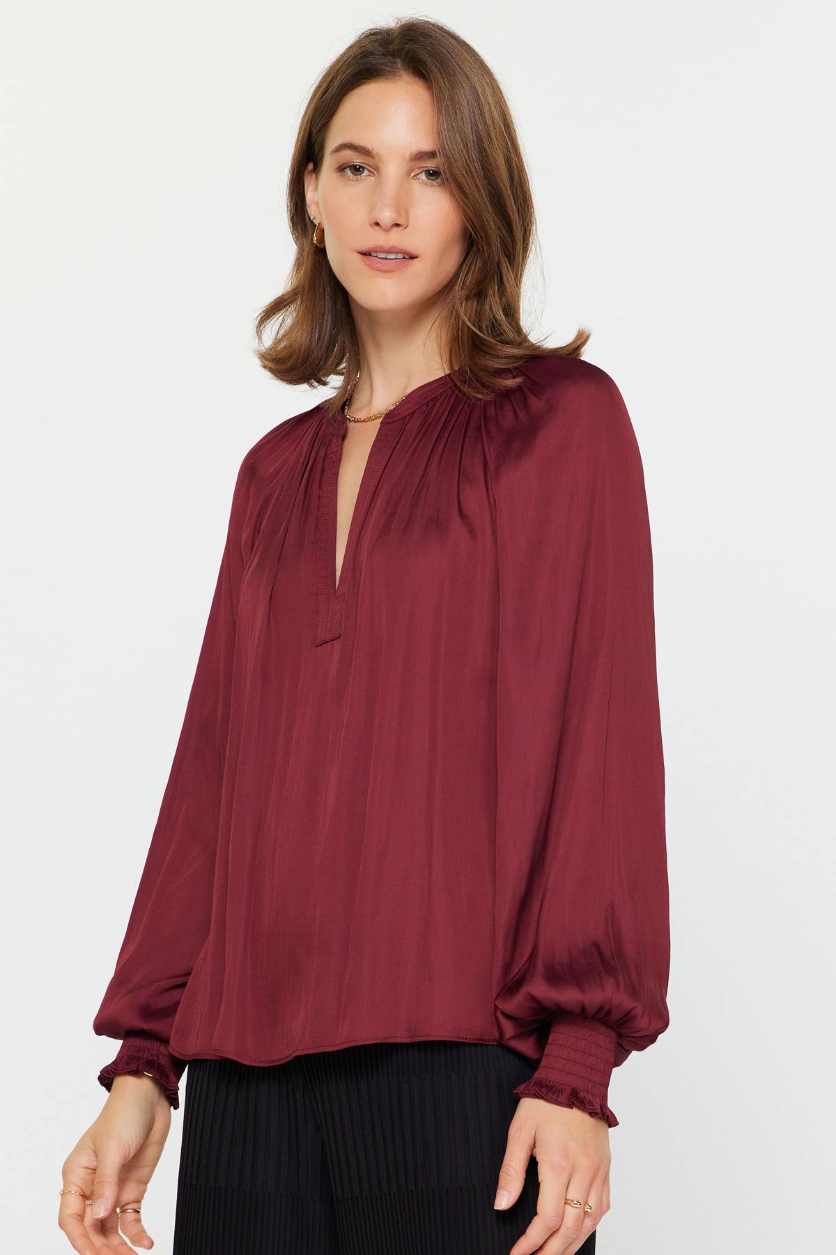 Long Sleeve V-neck Blouse