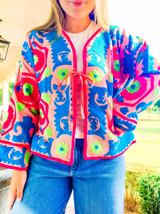 Embroidered Block Print Jacket-Kaleidoscope