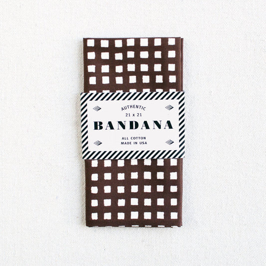 Brown Windowpane Checked Bandana