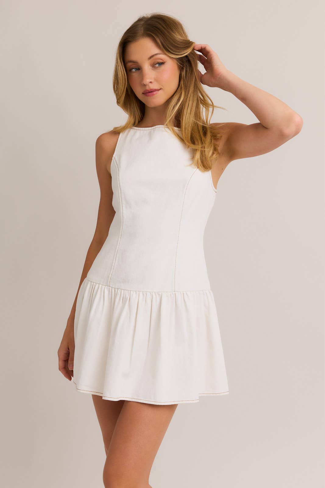 Boat Neck Low Waist Dress