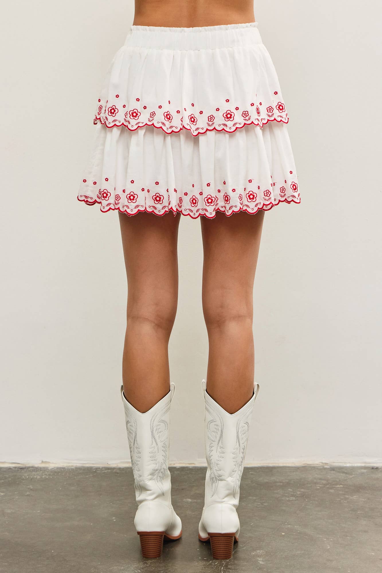 Banded Waist Embroidery Skirts