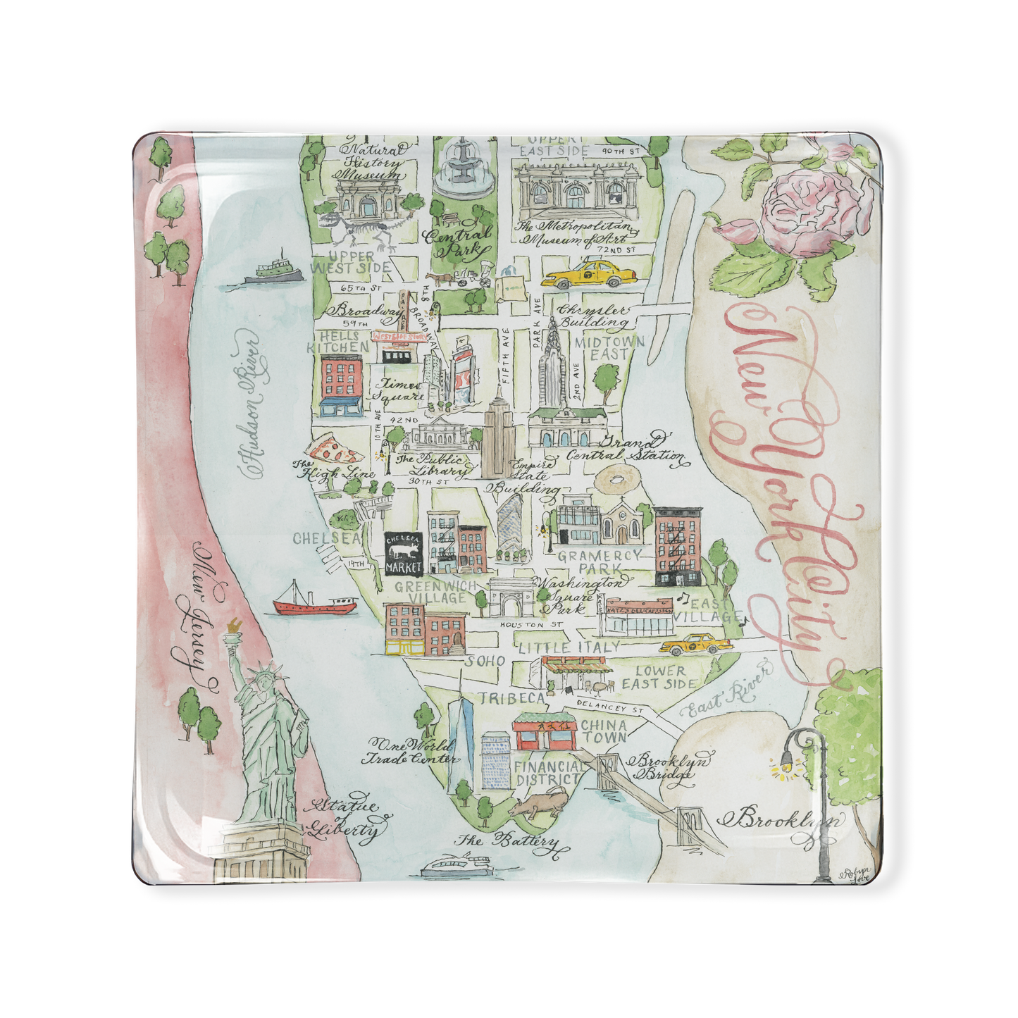 Robyn Love Steele Glass Tray- New York