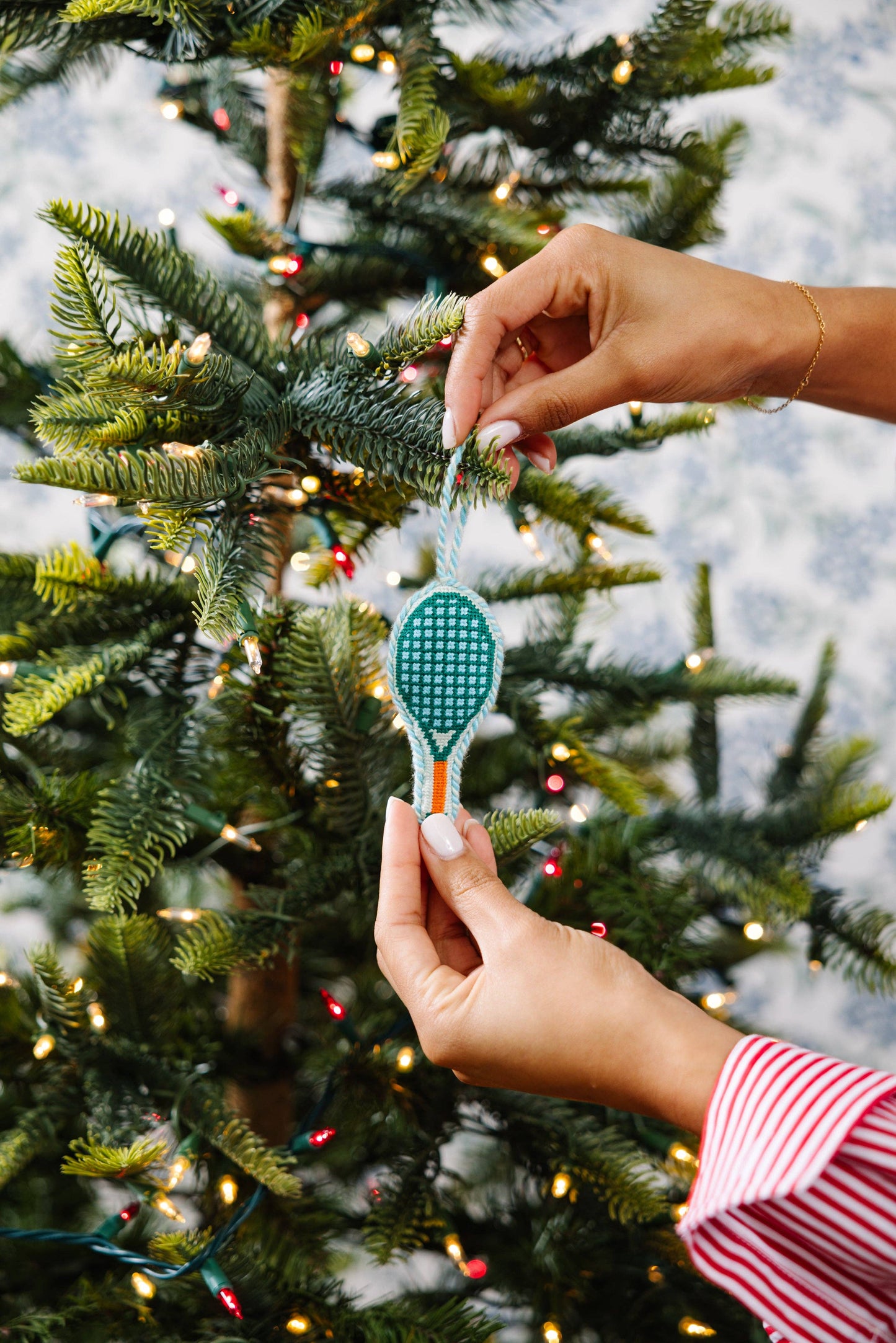 Needlepoint Icon Ornament - Tennis Racket