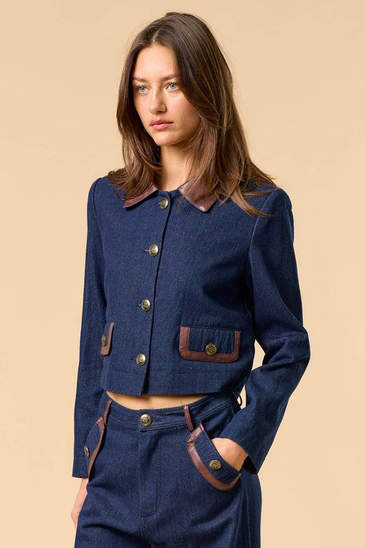 Denim Jacket with Trim Detail