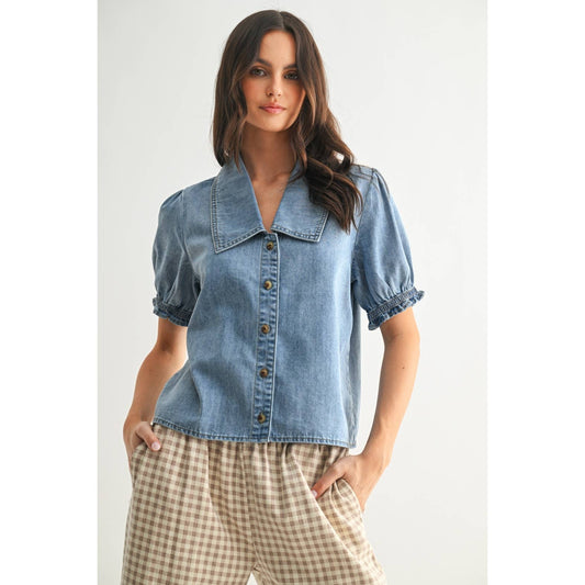Denim Collared Blouse