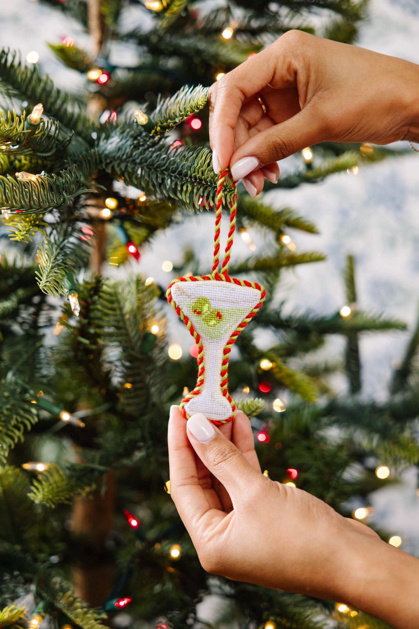 Needlepoint Icon Ornament - Dirty Martini