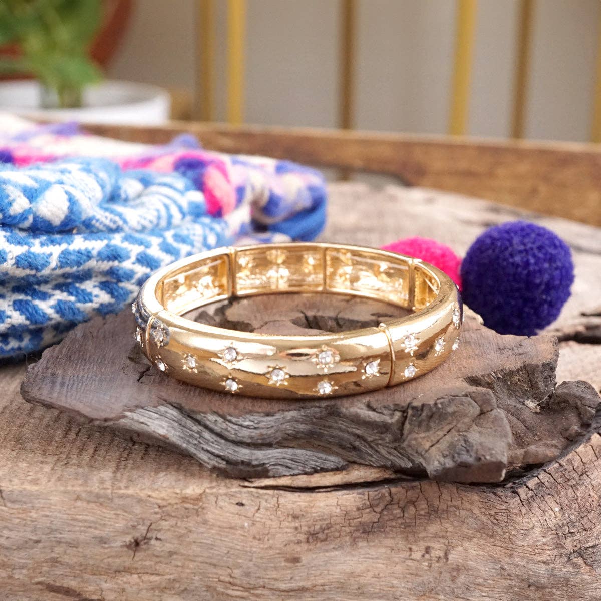 Gold-Tone Eternity Stretch Bangle