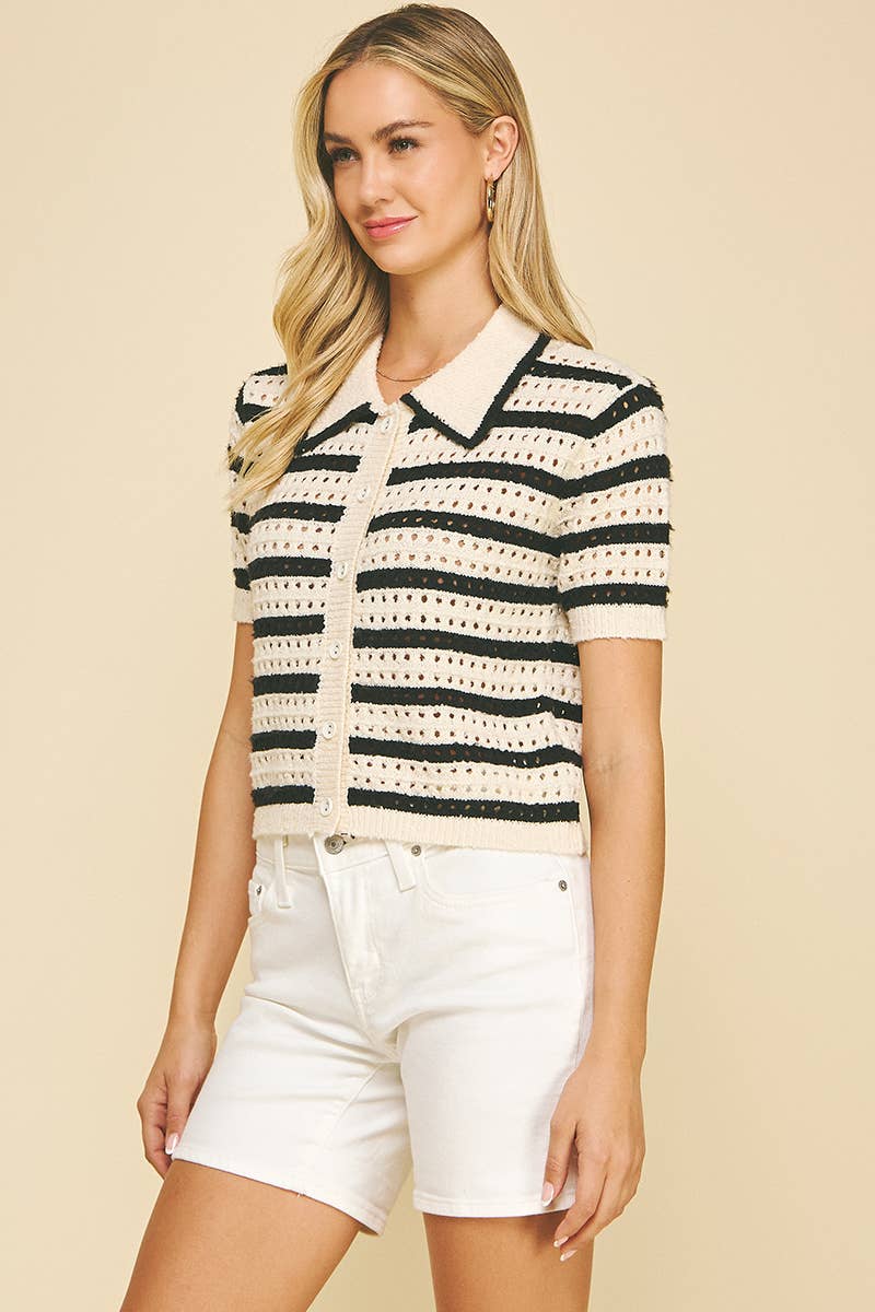 Eyelet Button Down Top