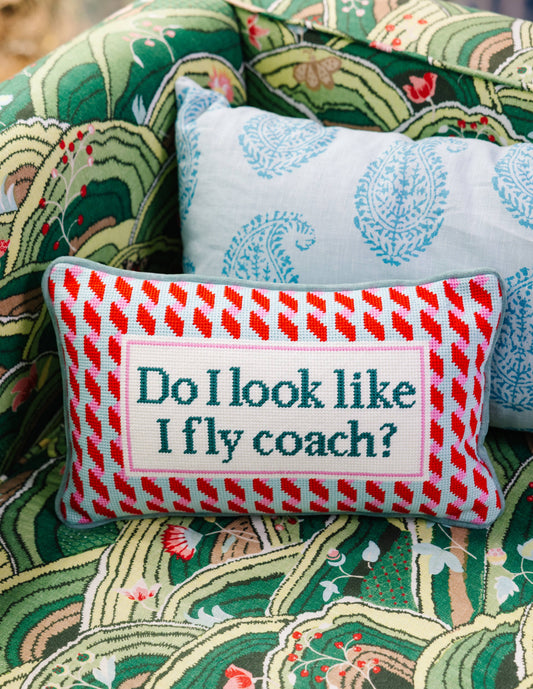 Fly Coach Needlepoint Pillow