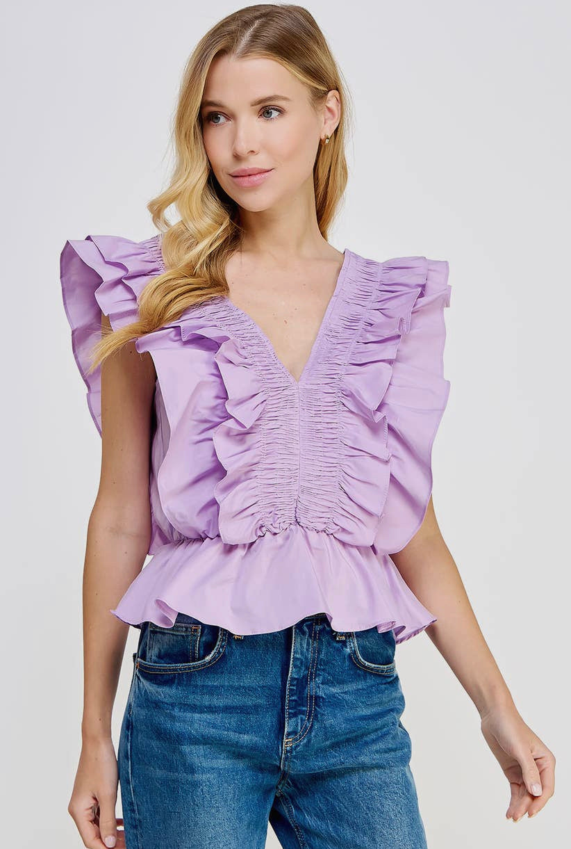 Soft Lilac Ruffle Top