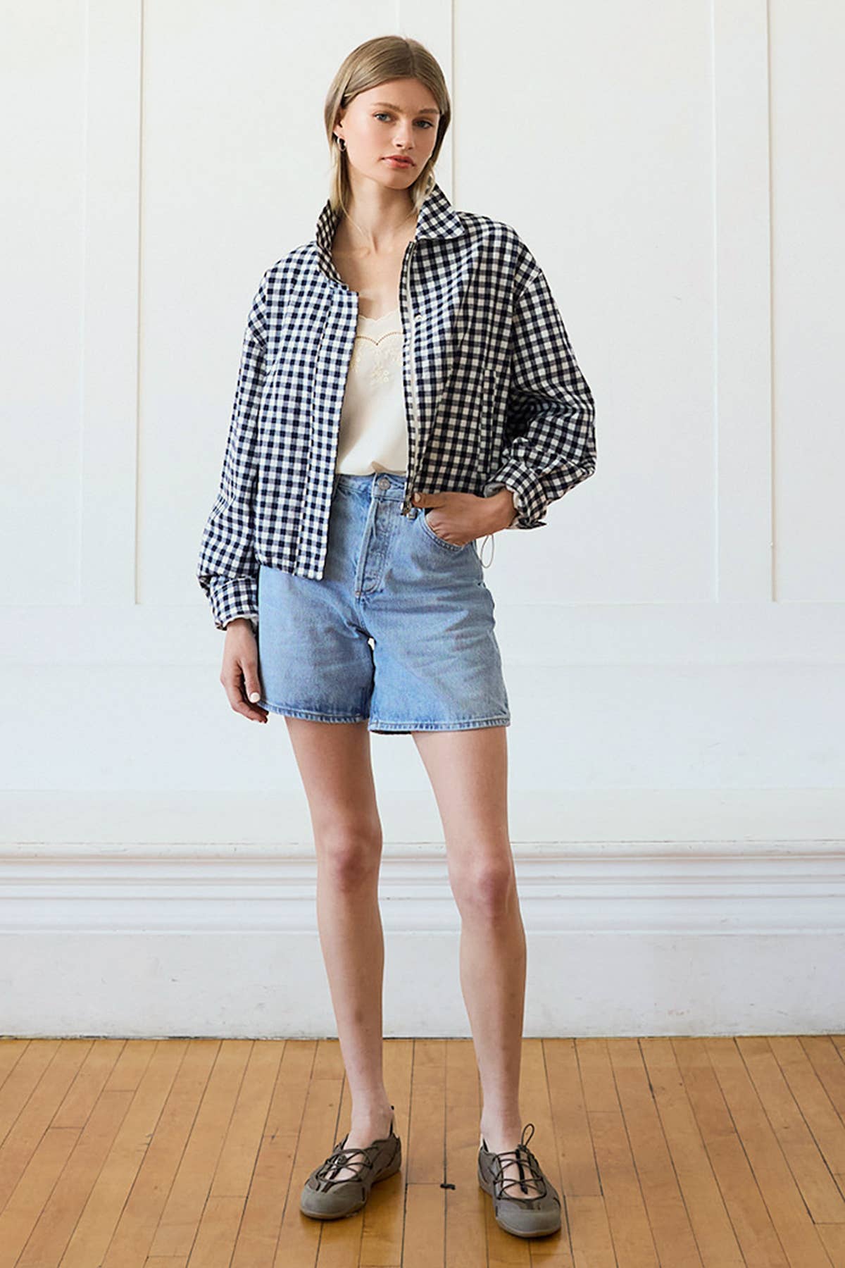 Gingham Zip Jacket