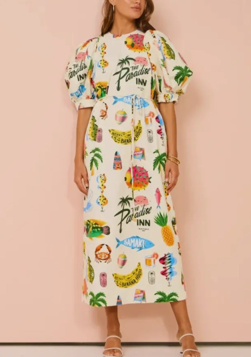 Resort Print Midi Dress