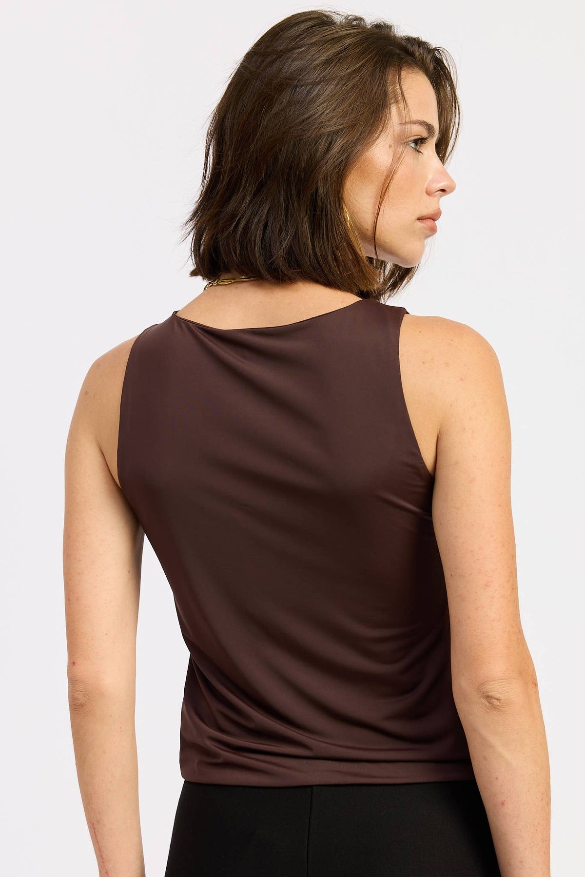 Studded Stretchy Tank in Espresso