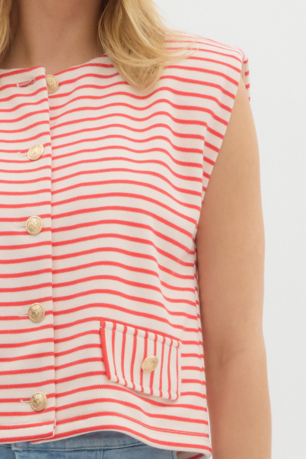 Red Stripe Sleeveless Top