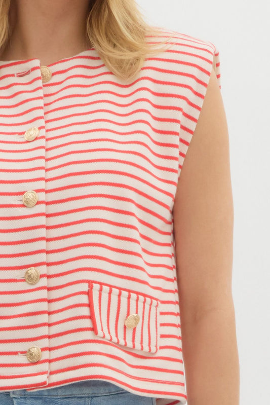 Red Stripe Sleeveless Top