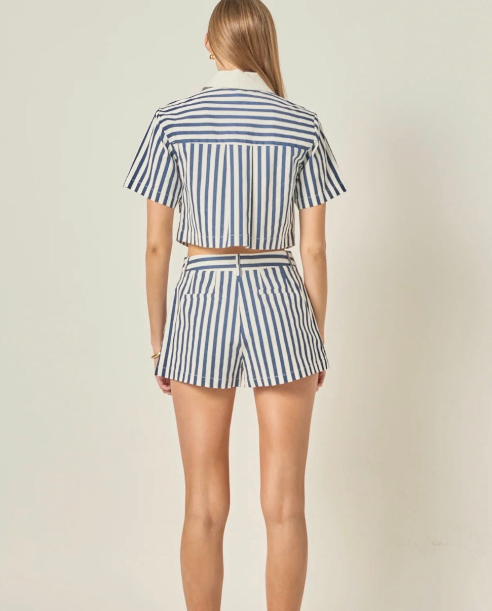 Navy Striped Shorts