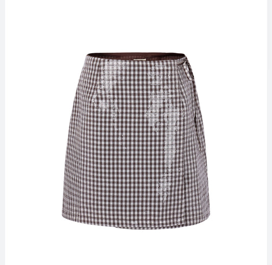 Steinbeck Sequin Gingham Skirt