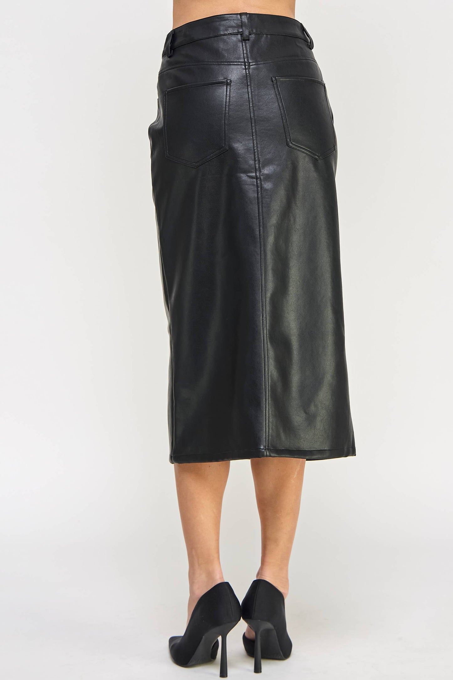 Faux Leather Midi Skirt