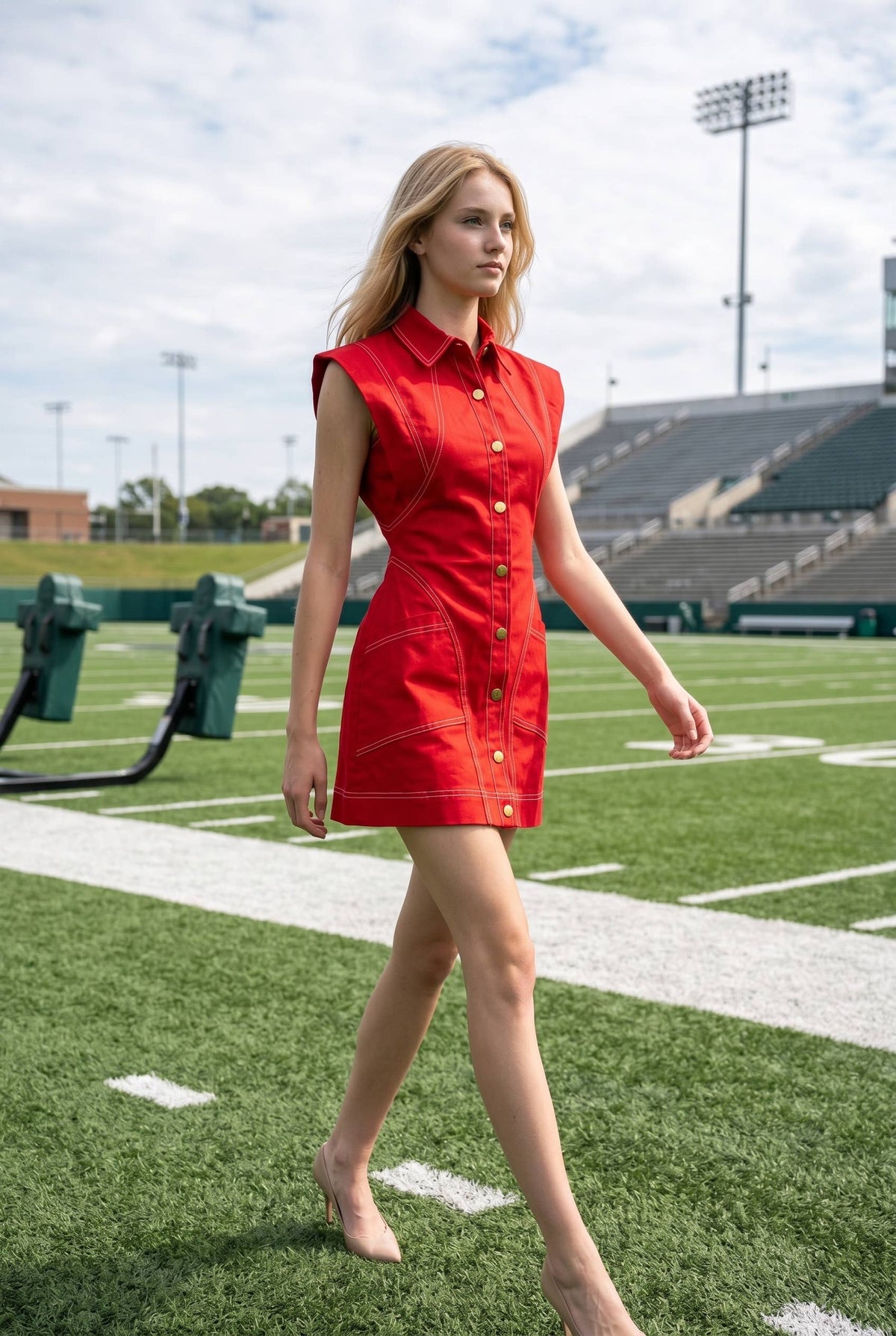 Contrast Stitch Utility Mini Dress