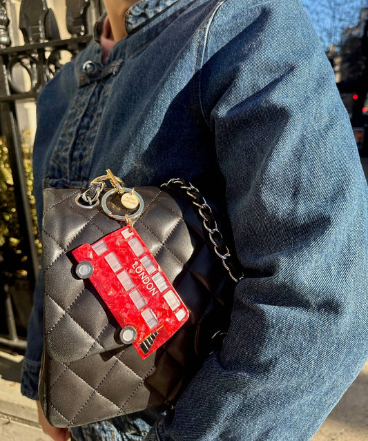 Hand-painted London Bus Bag Charm + Keychain
