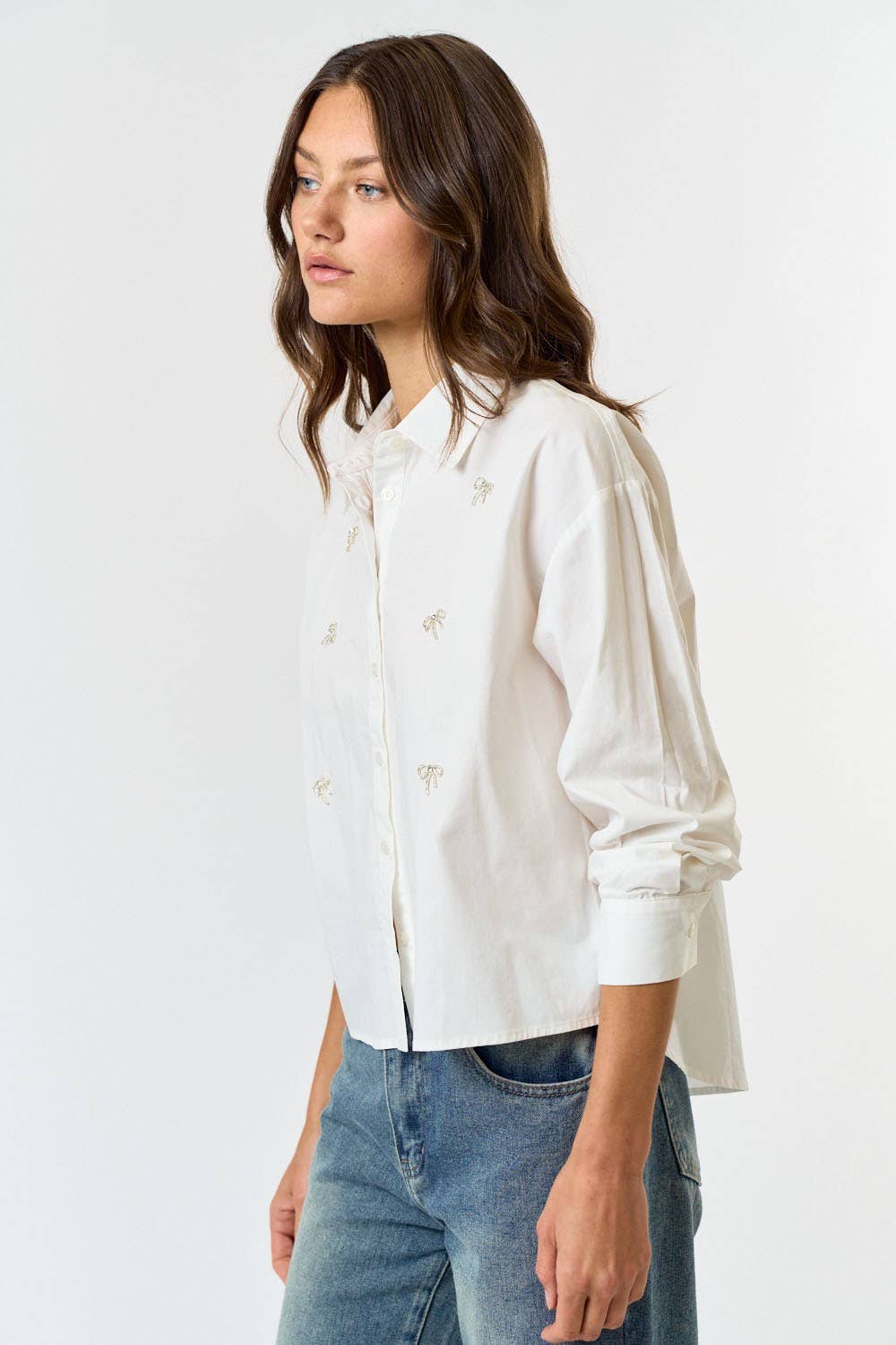 Jewel Bow Button Down