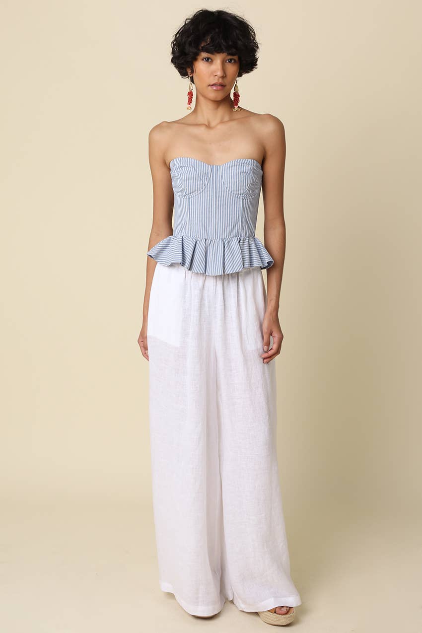 Melly Striped Peplum Tube Top