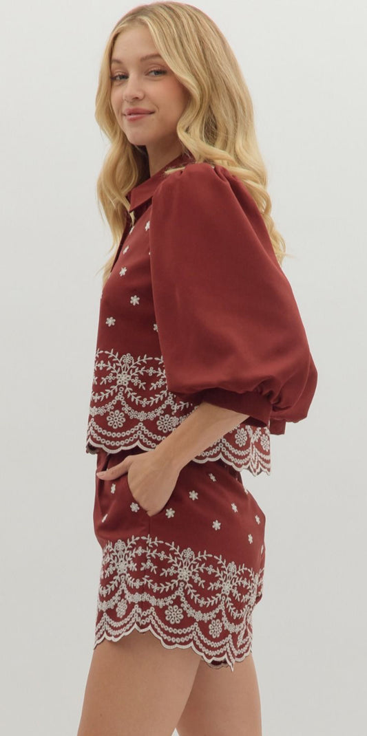 Garnet Embroidered Set