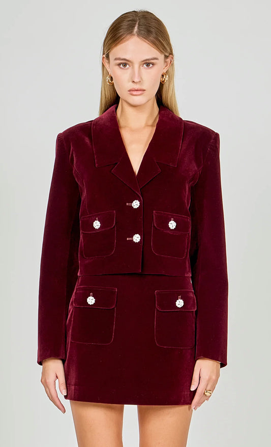 Velvet Cropped Blazer