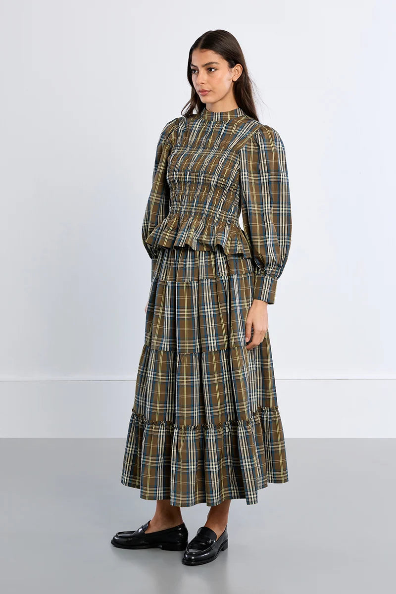 Woven Checked Maxi Skirt