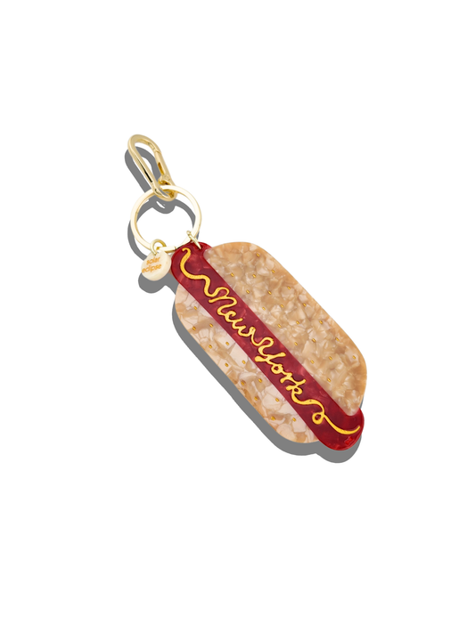 Hand-painted New York Hot dog Bag Charm + Keychain