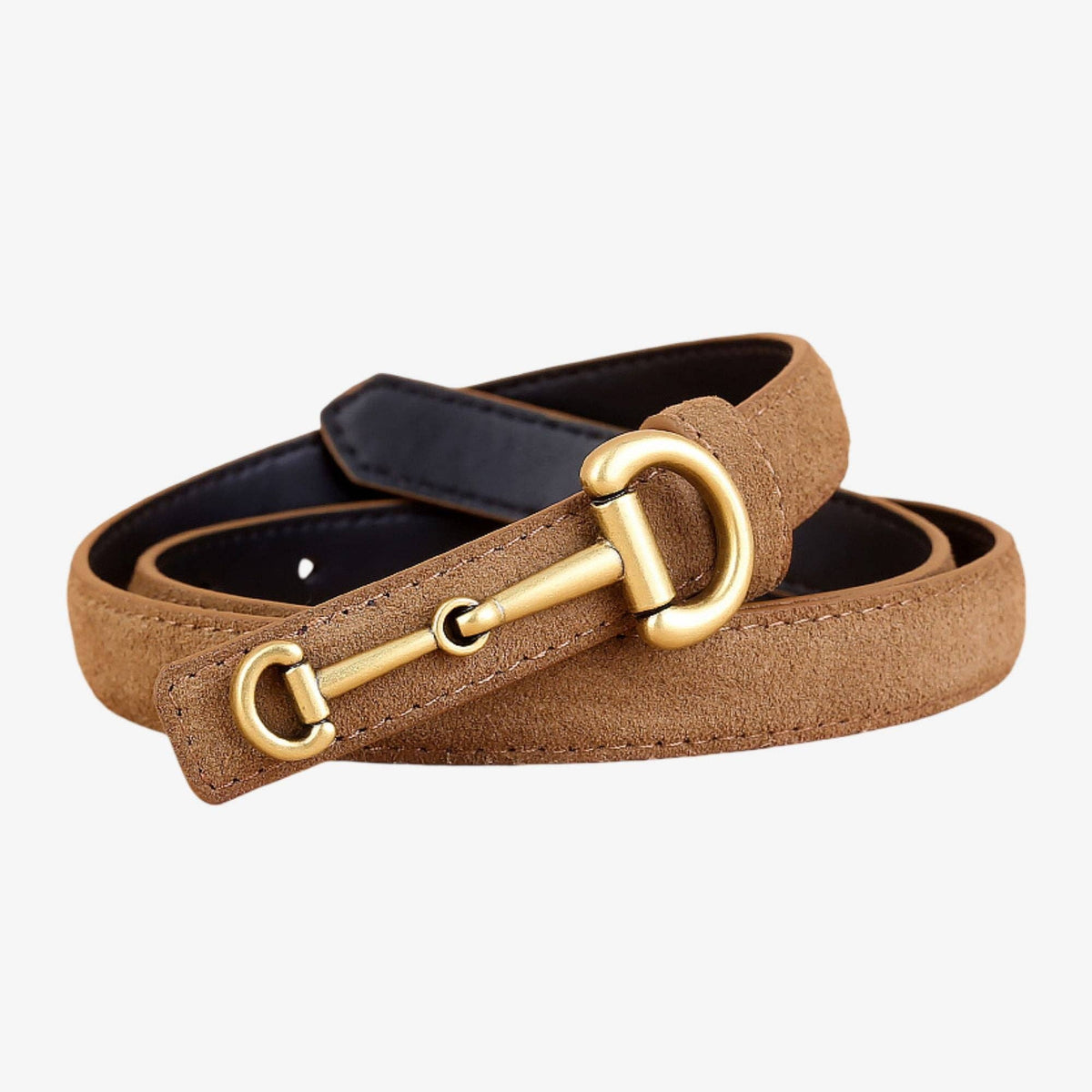 Suede Leather Skinny Belt with Horsebit