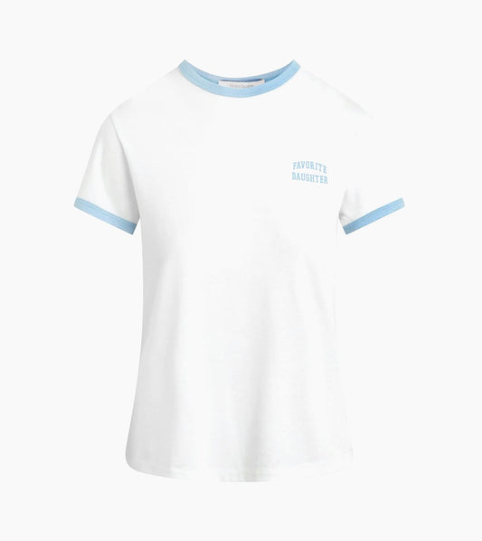 Favorite Daughter Ringer Tee White/Sea Blue