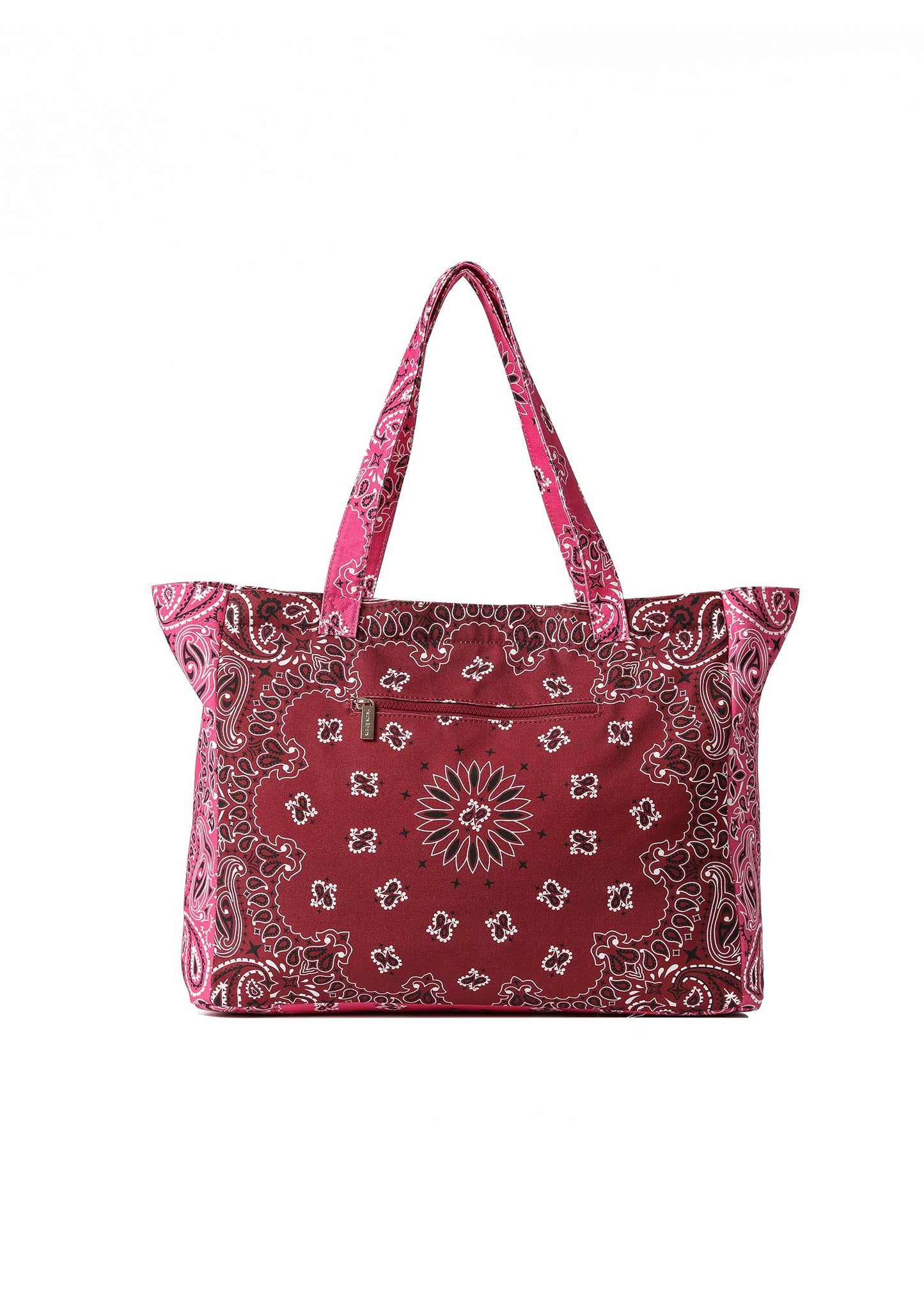 Bandana Print Canvas Tote - Bailey Burgundy/Pink