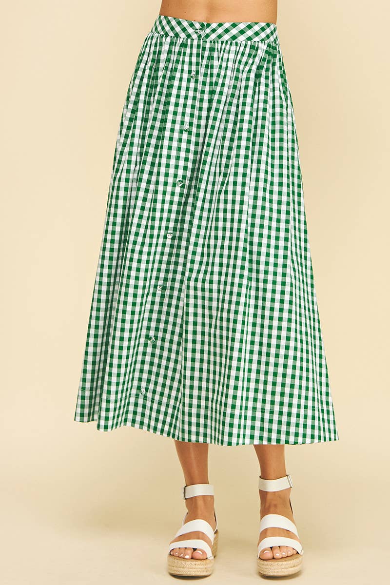 Gingham Button Down Skirt