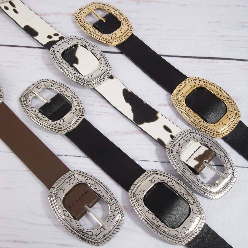 Western Concho Vegan Leather Belt