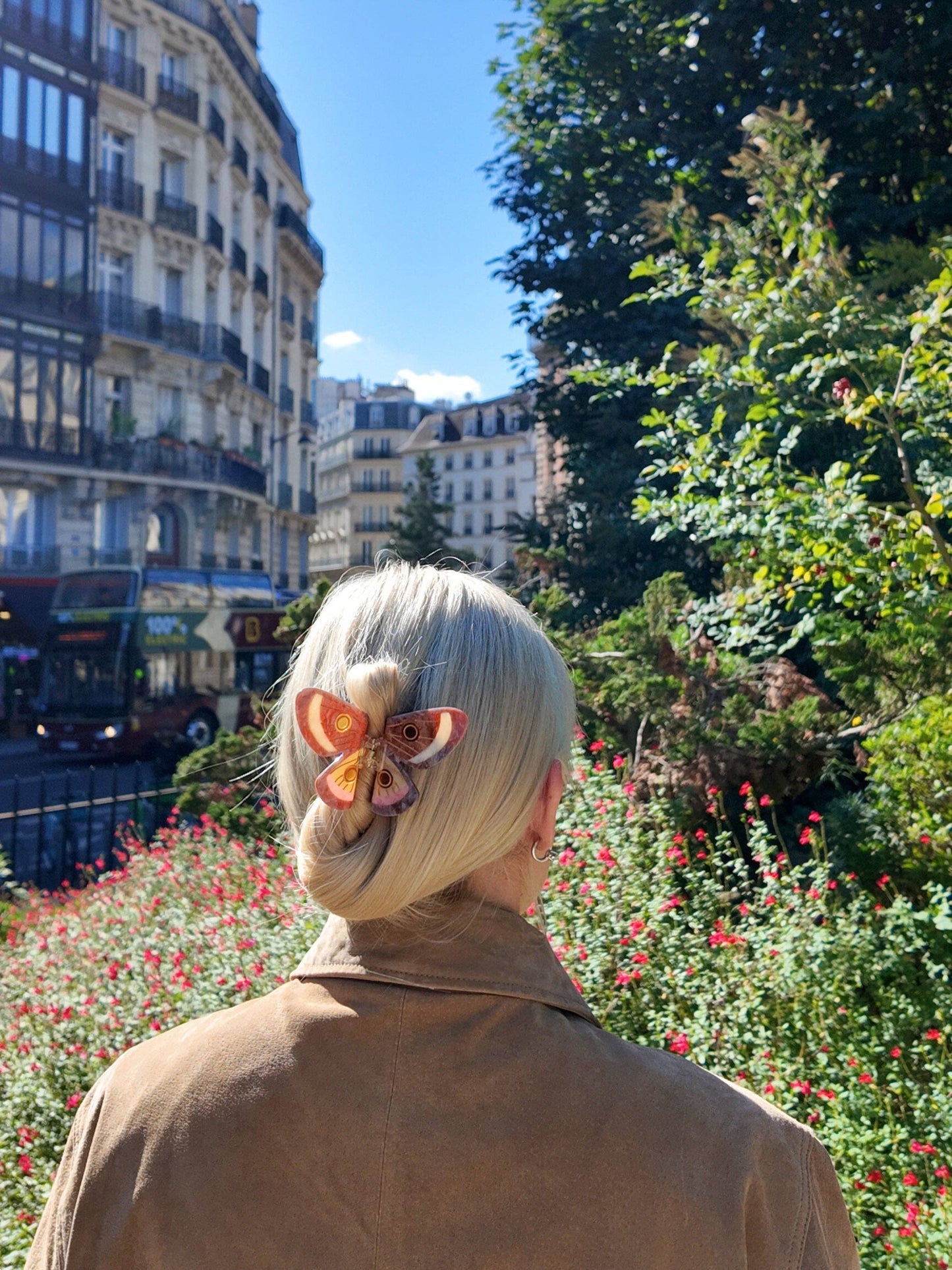 Hand-painted Emperor Silk Moth Claw Hair Clip